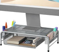 Simple Houseware Metal Desk Monitor Stand Riser with Organizer Drawer, Silver