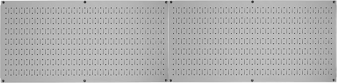 Wall Control Pegboard Rack Horizontal Metal Pegboard Garage Tool Storage Pack - Two 32-Inch Wide x 16-Inch Tall Easy To Install Peg Boards (Grey)