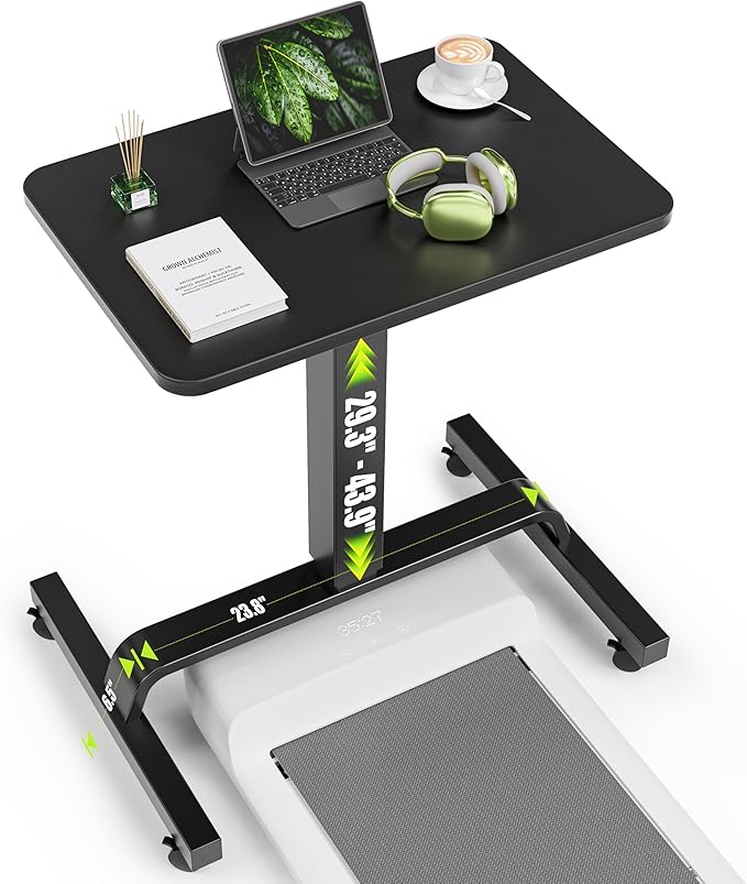 WALKINGDESK Height Adjustable Mobile Standing Desk with 360° Swivel Casters, 29"-45" Pneumatic Rolling Desk on Wheels, Perfect for Home Office, Bedroom, Living Room, Black