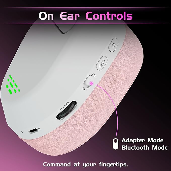 Gvyugke Wireless Gaming Headset for Xbox Series X/S, Xbox One, PS5, PC, Mac, Bluetooth 6.0 Gaming Headphones with Flip-to-Mute Noise-Canceling Mic, Foldable, 3D Surround Sound, 45H Battery - Pink