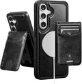 SkyEagle Compatible with Magsafe 2 in 1 Detachable Samsung Galaxy S25 Plus Wallet Case with Card Holder,Women Men Magnetic PU Leather RFID Blocking Flip Folio Kickstand Credit Slots,Black