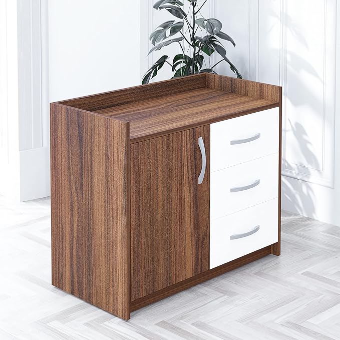 71" Wood Office Furniture Set of 4pcs | Modern Executive Desk | File Drawers w/Telescopic Rails | Large Storage Cabinet w/Chrome Handles | Coffee Table | Sturdy Home Workstation Suite