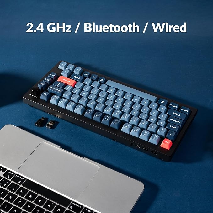 Keychron V1 Max 75% RGB Custom Mechanical Keyboard, 2.4Ghz/Bluetooth 5.1/Wired QMK/VIA Programmable Macro, Hot-Swappable Gateron Jupiter Brown Switch Gasket Mount for Mac Windows Linux