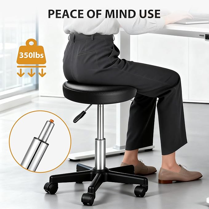 Nova Microdermabrasion Rolling Stool with Wheels Swivel Salon Stool Adjustable Drafting Tattoo Office Chair for Massage Bar Kitchen Spa Shop with Thick Cushion
