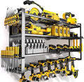MOOMSINE Large Power Tool Organizer Wall Mount, 4-Tier Heavy Duty Metal Storage Rack Loads 400lbs, Battery Tools Hanger with 8 Cordless Drill Holder for Garage, Workshop, Pegboard, Shed