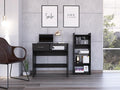 Penau Home Office Set with Single Drawer, Keyboard Tray, Black Bookcase with 5 Shelves, Modern Compact Design