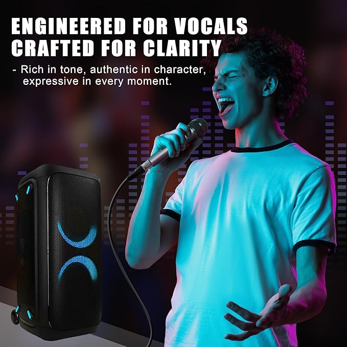 Professional Vocal Microphone for Singing, Dynamic Karaoke Handheld Wired Microphone with 16ft XLR to 1/4" Audio Cable, Studio Mic for Speaker, Amplifier, Mixer and Karaoke Machine