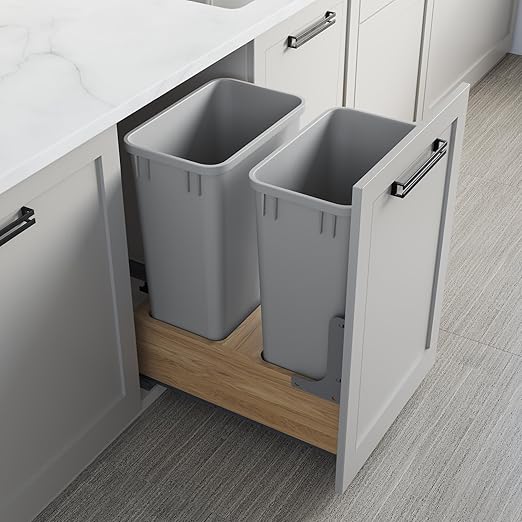 Dowell 5 Pack 50Qt Wastebasket Trash Container, 13Gal, Plastic, Stackable, for Kitchen/Bathroom/Office, Fits Under Sink/Desk - Grey (5, 50 QT)