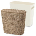 Wicker Waste Basket with Lid and Liner, Woven Seagrass Trash Can, Bathroom Trash Can, Boho Garbage Wastebasket for Bedroom Home Living Room Office Kitchen, 2.5 Gallon