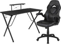 Flash Furniture Black Gaming Desk and Black Racing Chair Set with Cup Holder, Headphone Hook, and Monitor/Smartphone Stand