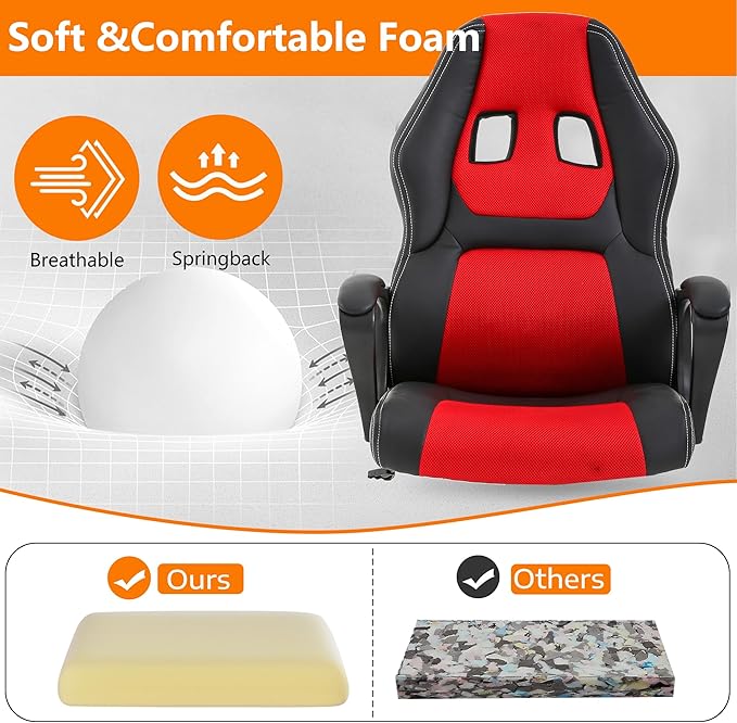PayLessHere Gaming Chair Ergonomic Office Chair Computer Chair with Lumbar Support Ergonomic Pu Leather Adjustable Height Executive Chair for Women Men and Adults,Red