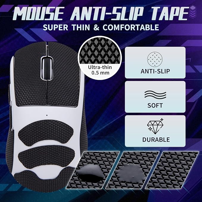 TALONGAMES Mouse Anti Slip Grip Tape Compatible with Logitech G PRO X Superlight 2 DEX Wireless Gaming Mouse, Palm Sweat Absorption, Thin 0.5mm, Cut to Fit, Easy to Apply, Mouse Skin
