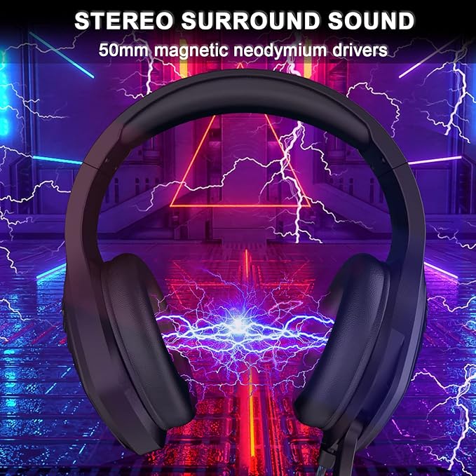 Gaming Headset with Microphone - for PC, PS4, PS5, Xbox One, Xbox Series X|S - 3.5mm Jack Gamer Headphone with Noise Canceling Mic - Black&Blue