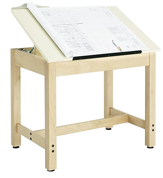 Diversified Woodcrafts DT-61SA UV Finish Solid Maple Wood Art/Drafting Table with Drawer, 42" Width x 39-3/4" Height x 30" Depth
