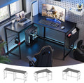 Pamray 47 Inch Reversible L Shaped Gaming Desk Corner Computer Desk with Storage Bag Home Office Table for Writing Study Black