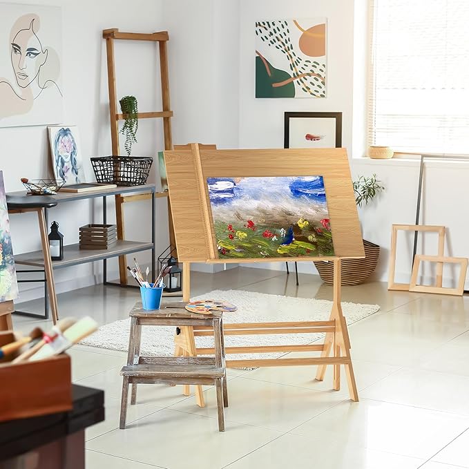 Houseables Portable Drafting Table, Artist Table, Drafting Desk, Artist Desk, Architect, Painting, Blueprint, Blue Print, Plan, Drawing, Art, Architectural, Adults, Dibujo, Wood, Adjustable, 36" x 24"