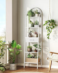 CHOEZON 5 Tier Ladder Shelf with Drawer, Tall Ladder Bookshelf, Standing Bookcase with Metal Frame for Living Room, Bathroom, Home Office, Study, Balcony, White TCJ07WB