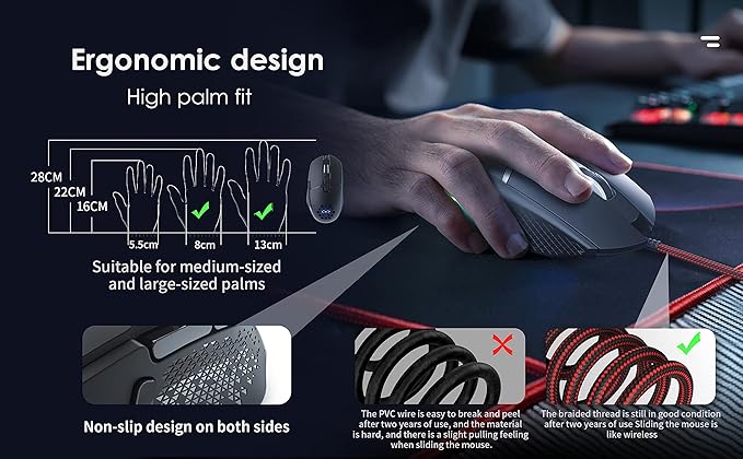 C309 Wired Gaming Mouse, RGB Gaming Mouse with Side Buttons, High-Precision Adjustable 12800 DPI, Adjustable Weights, 6 Programmable Buttons, Gaming Mice Ergonomic Computer Mouse (C303-12800 DPI)