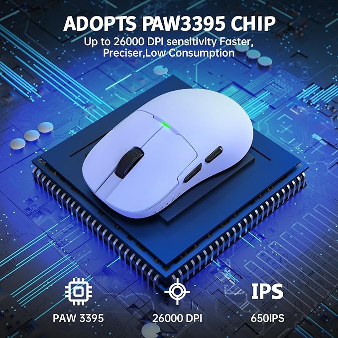 Ajazz AJ159 Dual Mode Lightweight Gaming Mouse with Type C Wired and USB Receiver with PAW3395 Sensor, 5 Programmable Buttons, Ergonomic, Symmetrical Design for PS4 Xbox PC Mac Gaming