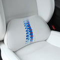 Lumbar Support Pillow for Car Seat, Office Chair Nappa Leather Memory Foam Lower Back Cushion for Back Pain Relief Improve Posture, Ergonomic Back Rest for Gaming Chair, White, 1PC