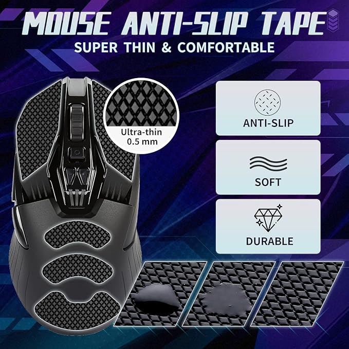 TALONGAMES Grip Tape for Logitech G900 / G903 Gaming Mouse, Black, Anti-Slip, Palm Sweat Absorption, Easy to Apply