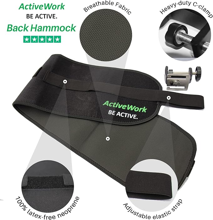 Back Hammock System – Lumbar Support Belt for Standing Desk Users- Ergonomic, Comfort, Lower Back Pain Relief, Anti-Fatigue - Home Office Accessories