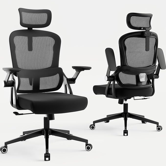 Ergonomic Office Chair - 350LB Comfy Desk Chairs with Adjustable Headrest and Lumbar Back Support, Mesh Computer Chairs with Wheels and Arms for Home Office, Study