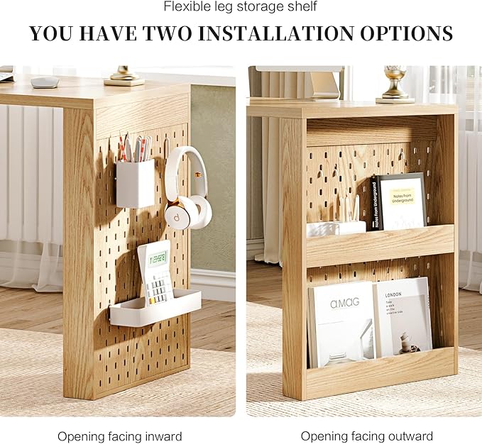 Ieejdn L Shaped Standing Desk,47" Home Office Desks, Executive, Farmhouse Computer Desk with 6 Drawers File Drawer, Rustic Computer Writing, Oak
