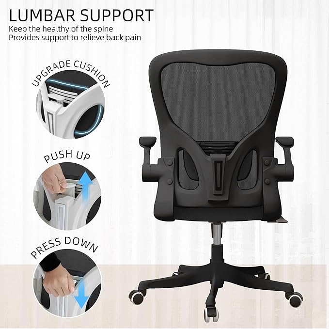balmstar Ergonomic Office Chair Desk Chair - Mesh Computer Chair with 360° Swivel Wheels, Adjustable 90-130° Recline & Lumbar Support for Home Office, Supports up to 300lbs (07Black)