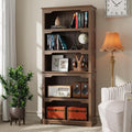 Tall Bookcase, 70 inch Height, 5-Tier Open Storage Shelf, 31.5 in Wide Standing Bookshelves for Home, Office, Bedroom, School, Library, 31.5W * 11.81D *70H (Walnut, Open Storage)