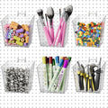 G.CORE Large Pegboard Cups Peg Board Storage Bin 6 Pack with Hooks, Square Box Shape Pegboard Cup Holder Accessories for Garage Workbench/Craft Room/Office/Playroom/Home Kitchen Organization (Clear)