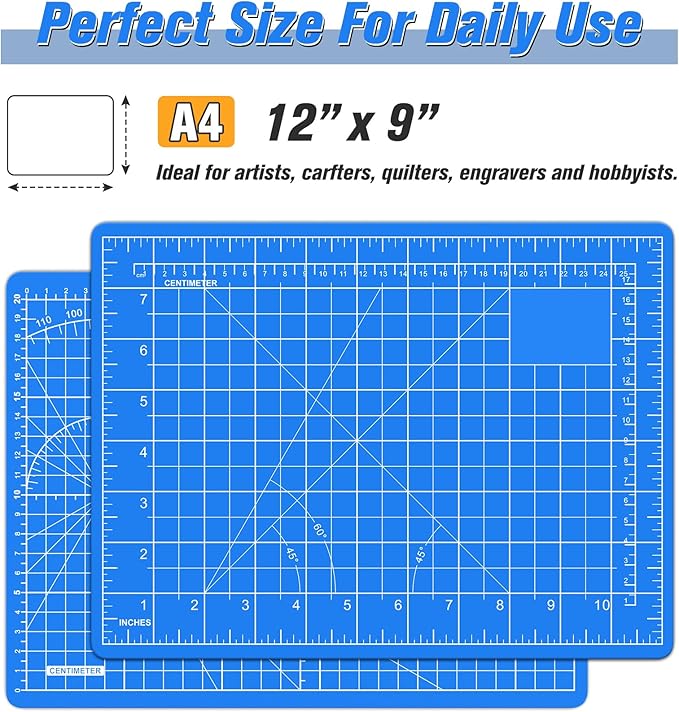 DIYSELF Cutting Mat 9in×12in, Cutting Mats for Crafts, Self Healing Cutting Mat A4, Fabric Cutting Mats Double Side for Sewing, Quilting, Craft Mat for Desktop, Matting & Mounting Materials