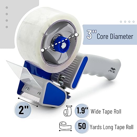 Mr. Pen- Heavy Duty Packing Tape Dispenser Gun, 2 Inch, 2 Pack with 2 Clear Tape Rolls, Handheld Tape Gun for Moving, Shipping, Sealing Boxes & Packaging