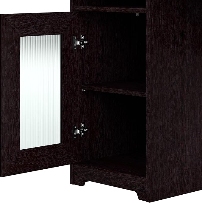 Bush Furniture L Shaped Desk with Hutch, 5 Shelf Bookcase and Lateral File Cabinet | Cabot Collection Corner Computer Table with Storage and Bookshelf | 60Wx23DX37W