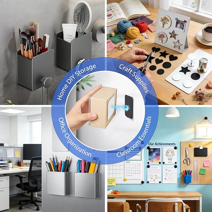 Towjug Adhesive Magnetic Tape and Metal Plate - 20 Flexible Magnets with Iron Sheets for DIY Projects, Classroom Use, Office and Home Organization