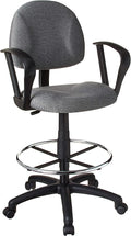 Boss Office Products B1617-GY Ergonomic Works Drafting Chair with Loop Arms in Grey