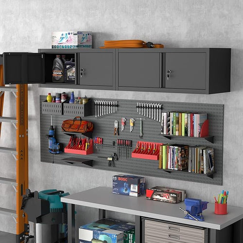 Black Storage Cabinets Wall Mounted, 12.8”H Upper Cabinet for Home, Metal Cabinets with Doors, Locking RV Storage, Floating Garage Tool Cabinet for Warehouse