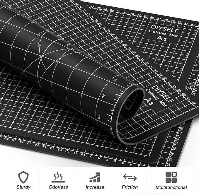 DIYSELF Cutting Mat 9in×12in, Cutting Mats for Crafts, Self Healing Cutting Mats A4, Fabric Cutting Mat Double Side for Sewing, Quilting, Rotating Craft Mat for Desktop, Matting & Mounting Materials