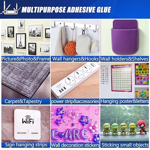 ZMUAXUAN Nano Tape Adhesive Reusable,Double Sided Mounting Tape Heavy Duty Removable,Picture Hanging Strips Poster Putty,Clear Thick Gel Sticky Tack Wall Glue for Hangers,Photo(9.85 FT-5 Pack)