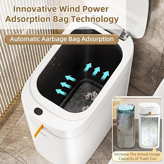 MOPALL Automatic Motion Sensor Bathroom Trash Can with Lid, 3.5 Gallon Touchless Garbage Can, IPX5 Waterproof Smart Small Waste Basket for Bedroom Kitchen Office