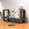 Small Bookend-Type Desktop Bookshelf – Rustic Handmade Vintage Style, Loose-Fit Reversible Organizer | Easily-Adjustable Desk Shelf for Home, Class, Dorm | Carbonzied Paulownia Solid Wood