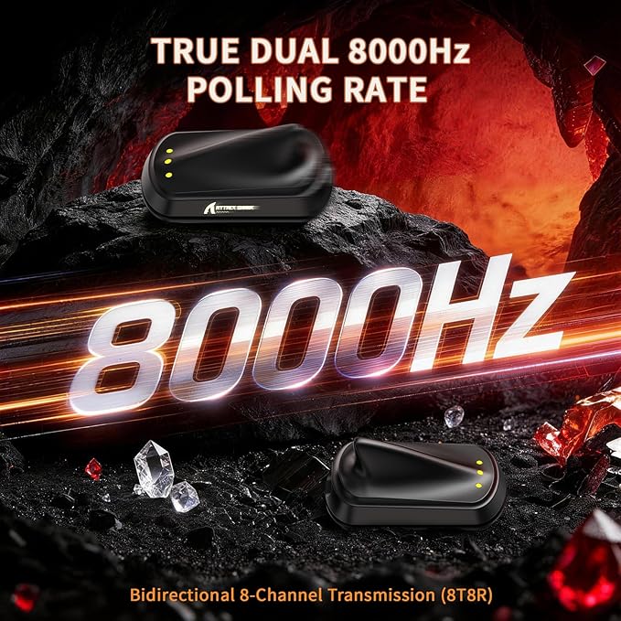 ATTACK SHARK X11Ultra 8K Carbon Fiber Wireless Gaming Mouse,Nordic 54L15 MCU,PAW3950MAX Sensor,59g Superlight,42000 DPI,BT/2.4Ghz/Wired Mouse with 100 Million Clicks,Programmable for Pc/Mac,Red pro