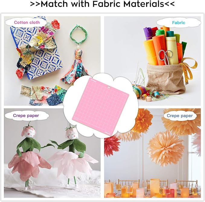 HTVRONT Fabric Grip Cutting Mat, 3 Pcs Cutting Mat 12x12 Compatible with Cricut Maker 3/Maker 4/Maker/Explore 3/4/Air 2/One, Fabric Adhesive Sticky Quilting Cutting Mats Replacement Accessories