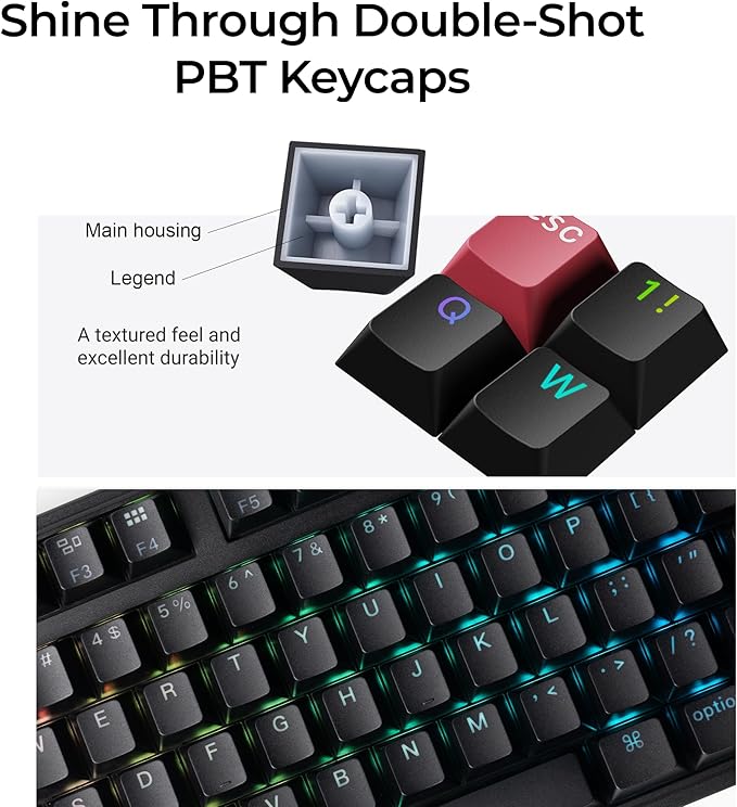 Keychron C3 Pro QMK/VIA Custom Mechanical Keyboard, 8000 Polling Rate Hot Swappable Programmable 87 Keys Compact TKL Layout Gasket Mount, RGB Backlight Wired Gaming Keyboard with Super Banana Switches