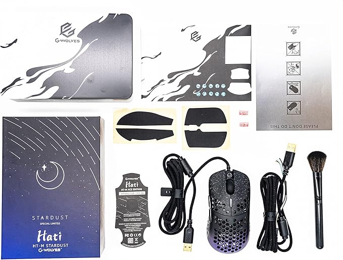 Gwolves Hati HTM Lightweight Honeycomb Wired Gaming Mouse,~56g,3389 Sensor,16,000 DPI, Low Latency,Anti-Interference,6Programmable Btns,On-Board Memory,PC/Mac and Laptop (Gradient Blue, HTM - Medium)