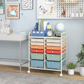 Moccha 12-Drawer Rolling Storage Cart - Utility Cart on Wheels with Lockable Casters for Craft Art Supply Paper Salon, Mobile Drawer Carts for Classroom Teacher School Office, Macaron