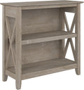 Bush Furniture Key West Small 2 Shelf Bookcase in Washed Gray, Compact Home Organizer, Vertical Storage Solution, Bookshelf for Office or Living Room
