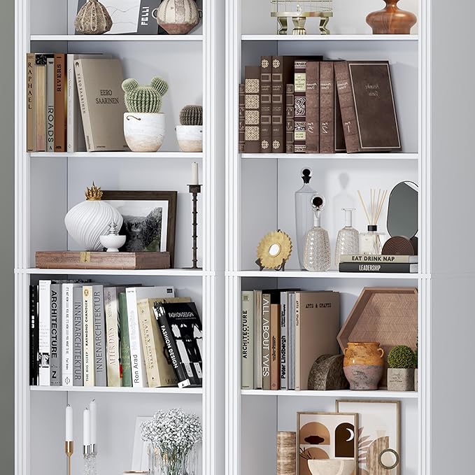 BORNOON 75" Tall Bookshelf, 6-Tier Floor Standing Bookcase with 2 Adjustable Shelves, 24" Wide Open Storage Shelf, Modern Display Organizer for Home Office, Living Room, Bedroom, Study