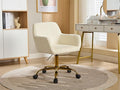 KCC Corduroy Fabric Vanity Makeup Desk Chair, Fluffy Swivel Modern Armchair with Wheels, Upholstered Fuzzy Height Adjustable for Girls Home Office, Beige