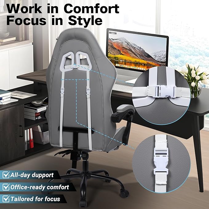 Gaming Chair,Height Adjustable Chair with 360°Office Desk Chair,Heavy Duty 330lbs Video Game Chair for Adults